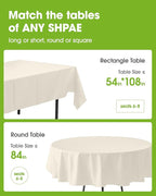 Pureegg Plastic Table Cloth Disposable 10 Pack, 54 x 108 Inch Table Cloths, Party, Wedding, Thanksgiving Decorations, Fall Tablecloths, Rectangle, Beige Plastic Cover, Leakproof & Sturdy, Cream, Ivory