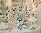12 Pack Metallic Foil Spray Centerpiece Star Table Decoration Burst Table Centerpieces for Birthday Wedding Anniversary Graduation Holiday Party Supplies Decor, Silver