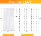 Fomcet Tulle Curtains with Lights String White 30FT X 10FT Sheer Backdrop Curtains for Parties Wedding Baby Shower Photo Shoot Decorations (6 Panels 5 x 10FT)