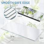 VASUHOME 5 x 12 inch Mirror Candle Plate for Table Centerpieces, Set of 12, 2 mm Thick, Mirror Tiles for Wall, Table Wedding Centerpieces, Party Decor and Crafts