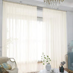 Window Beige Sheer Curtains 145 Inches Long 2 Panels Sheer Curtain Basic Rod Pocket Panel for Bedroom Children Living Room Yard Kitchen (Beige, 52" W x 145" L | 2 pcs)