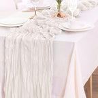Cheesecloth Table Runner 10FT (35x120 Inch) - 6 Pack White Boho Gauze Fabric Cheese Cloth Table Runner Rustic Sheer Table Runners Cheesecloth for Wedding, Bridal Shower, Birthday Party Decor