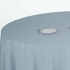 Efavormart Round Tablecloth, 132 Inch Stain & Wrinkle Resistant Washable Table Cloth, Decorative Polyester Fabric Table Cover for Banquet, Wedding, Dining- Dusty Blue