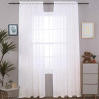 Sheer Beige Curtains 95 Inches Embroidered Branch Patterned Semi Sheer Window Treatments Rod Pocket Voile Curtain Panels for Living room, Bedroom, Yard, Patio, Villa, Parlor, Set of 2, 52"x95".