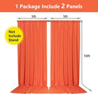 MYSKY HOME Orange Backdrop Curtains for Parties, Weddings, Stage - Light Filtering, Sliding Drapes, 5ft x 10ft, 2 Panels