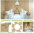 PartyVillage 10ft×15ft Beige Backdrop Curtain for Wedding Parties, 2 Panels Wrinkle Free 15 FT Long Polyester Photo Backdrop Drapes Back Drop Cloth for Birthday Photography Background