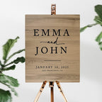 Andaz Press Large Wooden Welcome Sign for Wedding Rustic Welcome Sign 16" x 20" Custom Names Date & Location Modern Wedding Signage English Oak MDF Wood Finish Wedding Reception Indoor Outdoor Signs