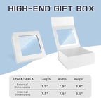 White Gift Boxes with Window,7.5"x7.5"x3.1" Bridesmaid Boxe for Gift Giving,Birthday Gift Box with Magnetic,Closure Lid Gift Boxes for Presents,Cute Boxe,Luxury for Gift Packaging,Gift Box for Wrapping Gifts