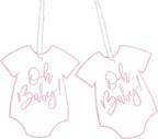 100Pcs Gift Tags with String Pink Baby Clothes Oh Baby Sign Large Gift Tags with 65 Ft Jute Twine Cute Tags White Paper Gift Tag for Gender Reveal It's a Girl Baby Shower Party Gift Wrap Tag