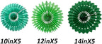 15pcs 10'' 12'' 14'' Paper Fans Decorations Green Theme Party Decor Round Tissue Paper Fans Hanging Paper Fans Set Party Paper Honeycomb Fans Decorations for Party Birthday Wedding Events