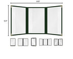 Goodsmart Restaurant Menu Covers – 25 Pack Green 6-View Trifold 5.5" x 8.5", Side-Loading Vinyl & Plastic Menu Holders, Clear Menu Sleeves, Leather-Style Café Covers with Gold Corners