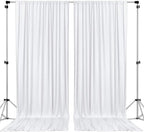 AK TRADING CO. 10 feet x 8 feet IFR Polyester Backdrop Drapes Curtains Panels with Rod Pockets - Wedding Ceremony Party Home Window Decorations - White