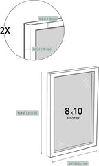 Opposite Wall - Set of 2-8x10 in - Dark Solid Oak Wood Picture Frames with Mat - Wall Hanging & Tabletop Photo Frame - Pictures Display 5x7 with Mat, 8x10 without - Office, Gallery & Home Decor