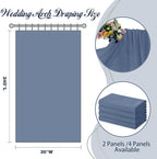 SiinvdaBZX 2 Panels Wedding Arch Draping Fabric 30" x 20Ft Dusty Blue Sheer Chiffon Fabric Outdoor Extra Long Decorative Drapery Fabric for Party Ceremony Ceiling Curtain Backdrop