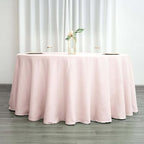 Efavormart Round Tablecloth, 132 Inch Stain & Wrinkle Resistant Washable Table Cloth, Decorative Polyester Fabric Table Cover for Banquet, Wedding, Dining- Blush