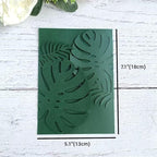 MillaSaw Emerage Green Laser Cut Invitation, Plame Wedding Laser Cut Jacket for 5x7 Card, Tropical Scene Wedding Invitation (emerage green)