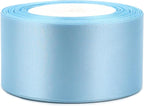 Sky Blue Solid Satin Ribbon 2 Inch 25 Yards Solid Polyester Fabric Ribbon for Gift Wrapping Wedding Christmas Baby Shower Birthday Party Decoration Handmade Immortal Flower Craft