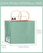 qiqee 100PCS Large Gift Bag with Handles Bulk 13"x4.5"x10" Gift Bags Kraft Light Blue Multiple Uses (32x11x25cm,Wide Large)