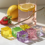 HappyFiller 76 PCS Crystal Square Small Acrylic Ice Cubes Clear Artificial Ice Rocks for Photography Props,Food Display,Vase Filler,Table Scatters,Crafts,0.7 Inch, Multi Colors