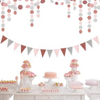 Rose-Gold Pink Silver Party Decorations - 52Ft Paper Streamer Women Girls Happy Birthday Decoration Baby Bridal Shower Garland Bachelorette Banner Engagement Brunch Mothers Day Decor