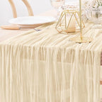 MLMW 3 Pack Beige Table Runner Cheesecloth Boho Gauze Rustic Cheese Cloth Table Runner 160 inch Sheer 13.3ft for Thanksgiving Wedding Party Baby Bridal Shower Birthday