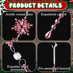 Lanpn 26 Pcs Christmas Ornaments Crystal Christmas Tree Decoration, Hanging Clear Acrylic Snowflake Icicle Drop Pendants for Xmas Winter Outdoor Indoor Party Decoration Pink