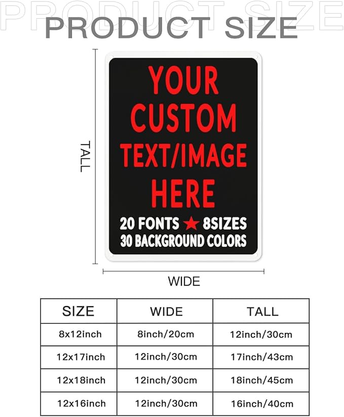 Custom Sign Personalized Custom Metal Sign, Customize For Office, Business, Workplace, Office, Home, Delivery Signs 12x18