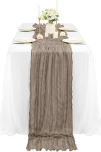 6Pcs Khaki Cheesecloth Table Runner 120 Inch10FT Nude Rustic Boho Cheesecloth Table Runnerfor Wedding Party Baby Shower Birthday Home Decor Holiday Decorations