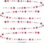 Burgundy Dusty Pink Decorations Circle Dot Garland Maroon Pink Hanging Polka Dot Streamer Banner for Wedding Birthday Bridal Shower Engagement Baby Shower Graduation Anniversary Garnet Party Supplies