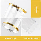 Goodluck 50PCS 10oz Gold Plastic Cups for Party, Disposable Gold Rim Cups, Plastic Cocktail Glasses for Wedding Thanksgiving, Christmas, and Parties