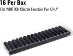 WRITECH Black Ink Cartridge Set: 16 Ink Cartridges Clictek Fountain Pens