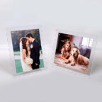 Cuspin 8x10 Acrylic Picture Frames 2 Pack, Clear Scalloped Magnetic Acrylic Photo Frames with Dual Kickstand Holes for Vertical and Horizontal Display