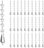 50 Pack Hanging Crystals - Clear Acrylic Prisms Pendant Ornaments for Christmas Tree, Centerpieces, Chandelier, Window & Home Decor, Ideal for Weddings, Parties Decorations (Icicle)