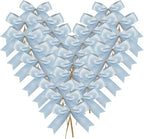 50pcs 3.5" Light Blue Satin Ribbon Bows Twist Ties Bows Wine Bows Tie with Fish Tail Cutting (Lt.Blue)