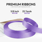 5/8 Inch 25 Yards Satin Ribbon Light Purple, Solid Color Fabric Ribbon for Gift Wrapping, Wedding, Polyester Gift Ribbon for Birthday Party Decoration, Craft, Hair, Floral, Sewing