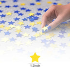Blue Yellow and Gold Glitter Star Confetti for Party and Tables Decoration,Eid Ramadan Festival Theme Retirement Baby Shower Birthday Wedding Graduation Party,1.2inch in Diameter,200pc