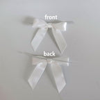 50pcs 2-1/2" White Satin Ribbon Bows with Twist Ties for Wedding Box Gift Wrapping Packing Christmas Decoration (White)