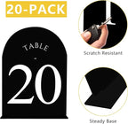 JOYIT Arch Wedding Table Numbers 1-20 with Stands – Double-Sided Printed 5" X 7" Acrylic Table Signs with Black Background White Text, Perfect Acrylic Table Numbers for Wedding Receptions, Parties, Anniversaries, and Events