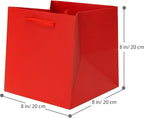 Red Paper Gift Bag Small Square Bottom Kraft Paper Bags with Handles for Wedding Baby Shower Birthday Party (Red, 8 x 8 x 8 in, 10 CT)
