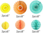 12pcs 6’’ 8’’ Honeycomb Balls Tissue Paper Fans Party Honeycomb Ball Fans Wall Tissue Pom Poms Flower Balls Hanging Paper Fans for Party Baby Shower Birthday Wedding Nursery Decor(Yellow Orange kit)