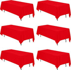 BRILLMAX 6 Pack Red Tablecloths 70 x 120 Inch for 6ft or 8ft Rectangle Tables - Rectangular Bulk Linen Polyester Fabric Washable Cloth Cover for Wedding Reception Banquet Birthday Party