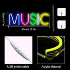 Lucunstar Music Neon Light,Neon Sign for Wall Decor Colorful Letters Neon Lights Sign Music Word LED Neon for Bedroom Game Room Club Bar Party Decoration,Game Room Decor,Room Decor