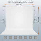 10 x10 FT White Backdrop Background, 100% Polyester Large Pure White Photo Backdrop, Foldable Washable Screen for Photography Party Portrait Photoshoots Booth Video Studio