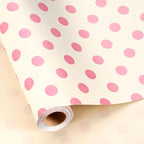 Burymento Pink and Beige Dots Wrapping Paper, Reversible Pink Gift Wrap for Birthday, Valentines, Mothers day, Graduation, Wedding, Fathers day, Baby Shower, Christmas (17in x 32.8ft)
