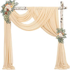 4 Panels Wedding Arch Draping Fabric 20Ft Length x 28" Width Champagne Arch Drapes Chiffon Fabric Sheer Curtains Backdrop for Party Bridal Decorations Wedding Ceremony Ceiling Stage Reception Decor