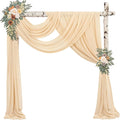 2 Panels Wedding Arch Draping Fabric 20Ft Length x 28" Width Champagne Arch Drapes Chiffon Fabric Sheer Curtains Backdrop for Party Bridal Decorations Wedding Ceremony Ceiling Stage Reception Decor