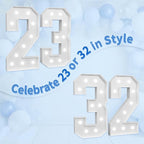 Marquee Numbers Large 23rd-Birthday Decorations: 4ft Light Up Number Party Decor 32 Year Old Women And Men 32th Birthday Decoration Backdrop Anniversary Cardboard Big Mosaic Balloon Frame Number 23