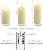 Plastic Waterproof Outdoor flameless Candles, LED Candles, with Remote Control and Timer, Battery-Powered Candles, Suitable for Camping, courtyards and Home Decoration,Set of 9（Ivory）