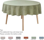 maxmill Lux Faux Linen Tablecloth with Slubby Texture Wrinkle Resistant Anti-Shrink Soft Table Cloth for Kitchen Dining Restaurant Tabletop for Event Holiday Dinner Round 70 Inch Sage Green