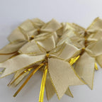 50pcs 3-1/2" White Gold Bows with Twist Ties for Gift Wrapping Packing Christmas Decoration (W.Gold)